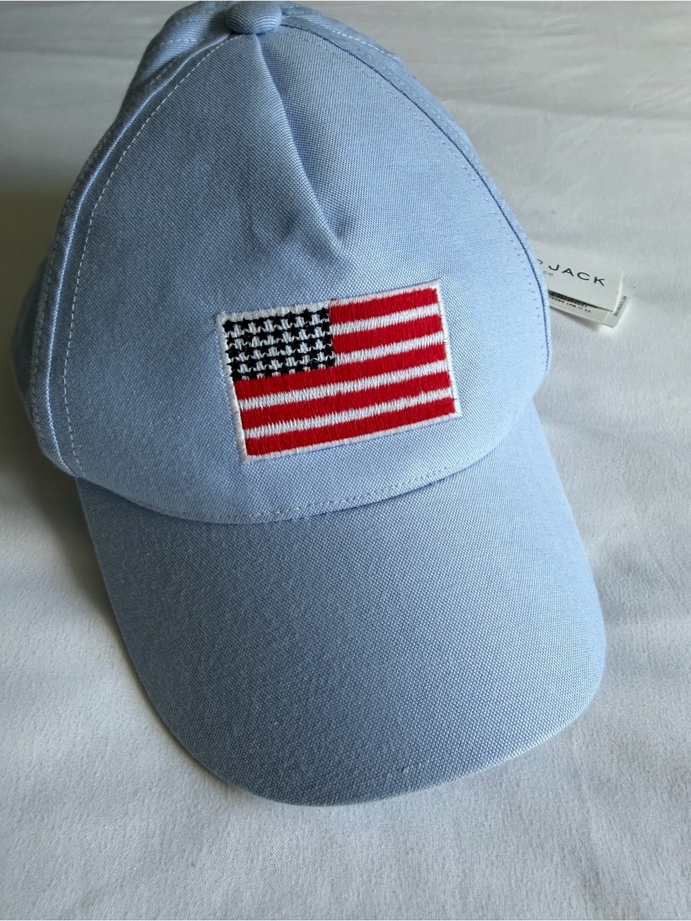 NWT Janie and Jack American Flag Embroidery Light Blue Oxford Baseball Cap